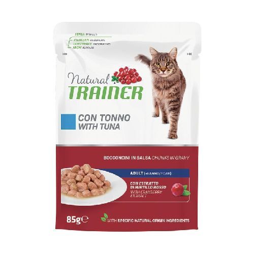 Natural Trainer Cat Adult Tonno busta 85 gr <br/> Cibo Umido per Gatti