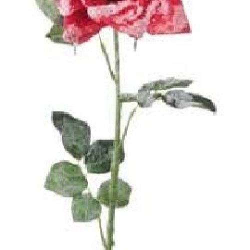 50769 Rosa rossa innevata artificiale <br/> Fiori Finti e Piante Finte