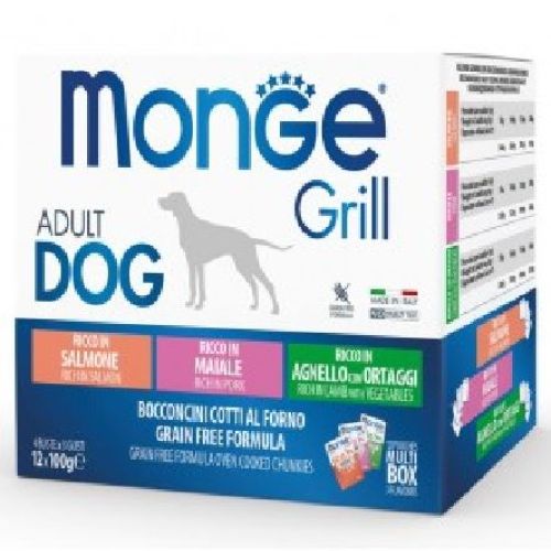 Monge Dog Box Grill Mix 12x100gr <br/> Cibo Umido per Cani