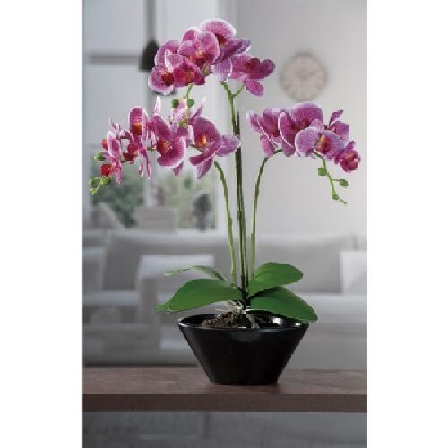 55481 Vaso con orchidea artificiale 20 fiori diam20xh53cm <br/> Fiori Finti e Piante Finte