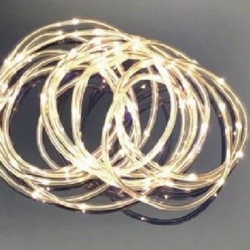 Microtubo luminoso 100 LED a batteria 5 metri bianco caldo <br/> Luci di Natale