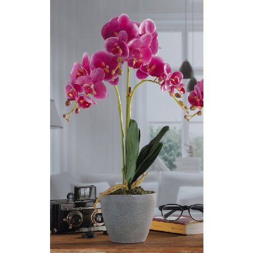 59005 Vaso con orchidea artificiale 16 fiori diam14xh54cm <br/> Fiori Finti e Piante Finte